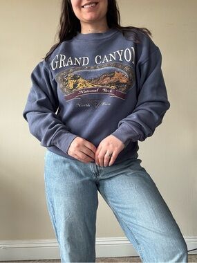 Vintage Grand Canyon Graphic Crewneck Sweatshirt - Slate Blue